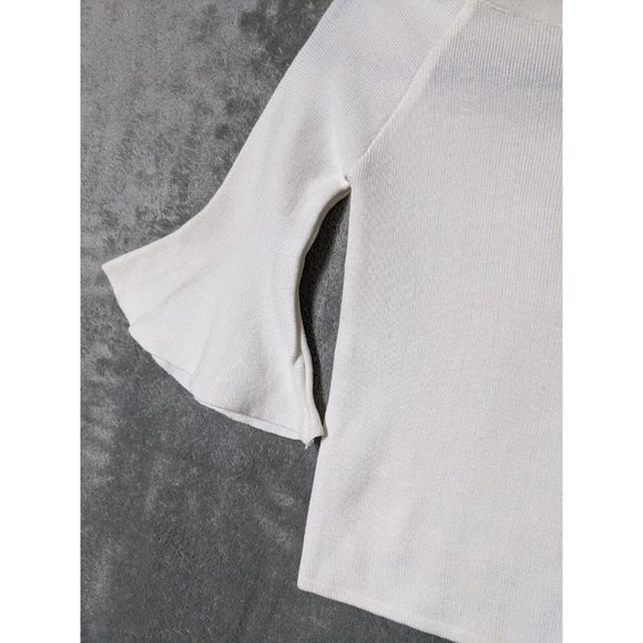 🍑AIR SPACE Women Sweater Knit Pullover Stretch Fall Winter Solid White XS(0-2) - Picture 9 of 12